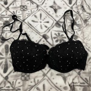 VS PINK Bedazzled Black push-up Date Bra